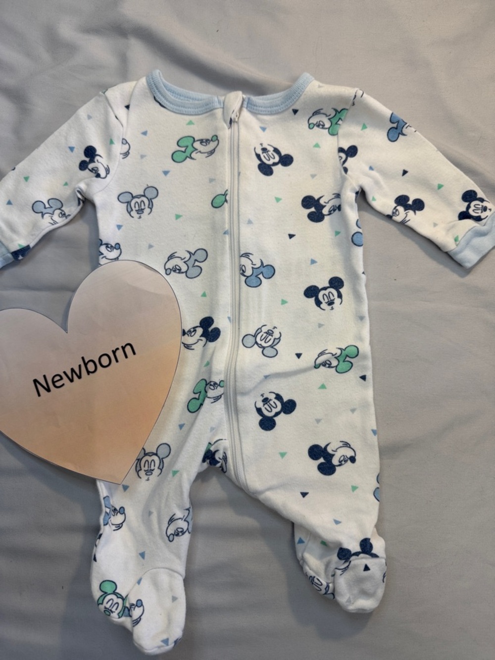 Disney Baby - Blue and White Mickey Mouse Footie Sleeper
